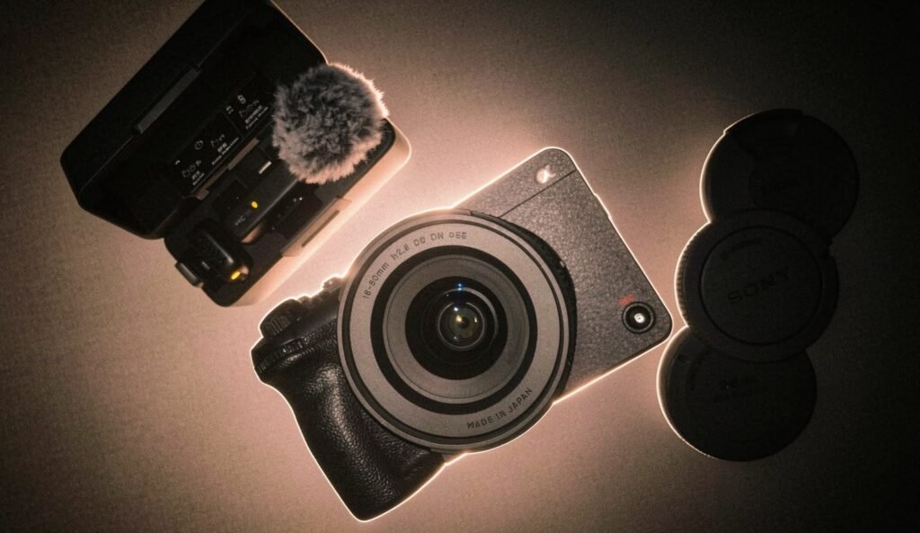 sony kameranın və dji mikrafonun estetik şəkili